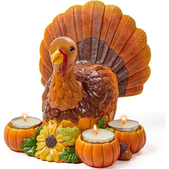 Thanksgiving Turkey Candle Holders, Thanksgiving Turkey Tabletop - Picture 8 of 8